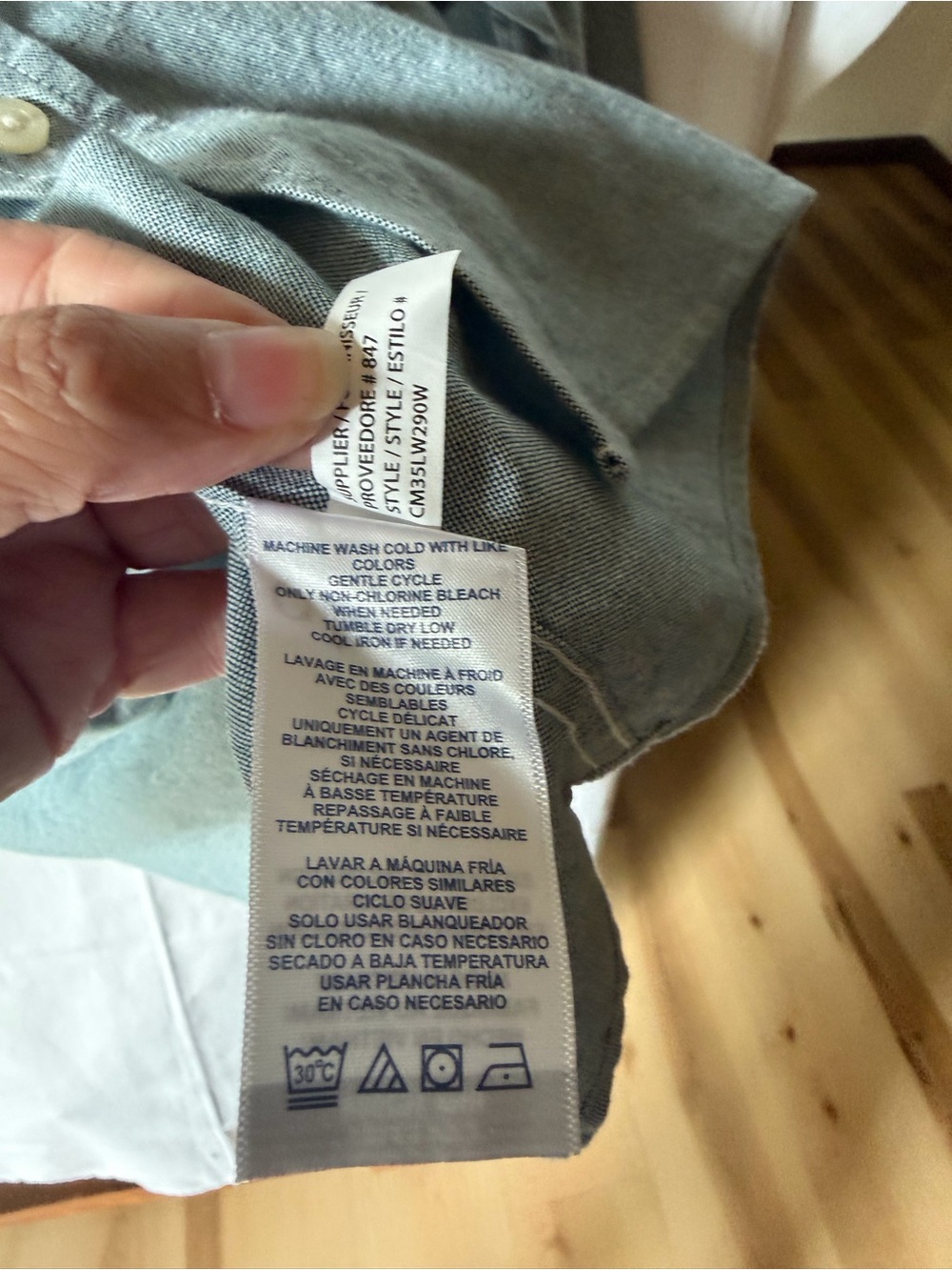 Chaps Men’s Button-Down Shirt in Heathered Sage Green - Picture 11 of 12